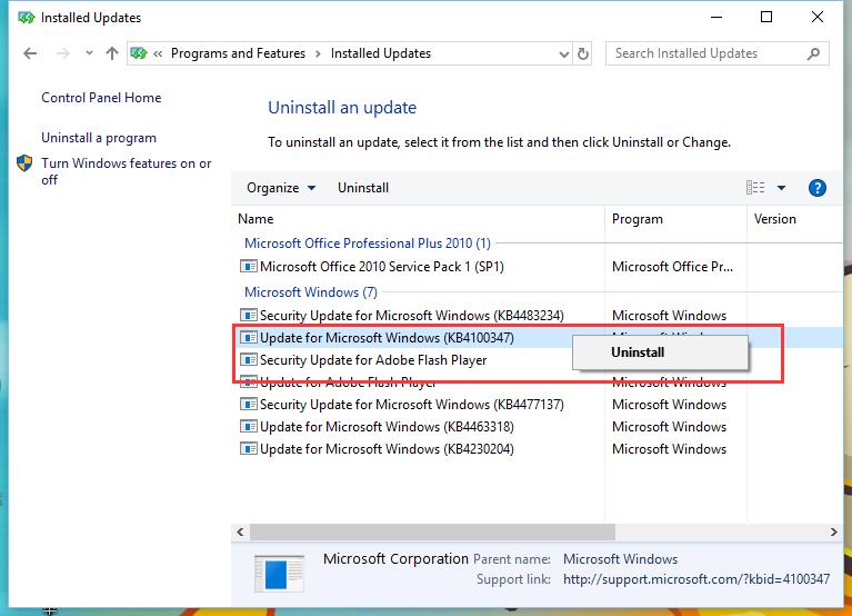 Improve CPU Performance by Uninstalling KB4100347 Update on Windows PC